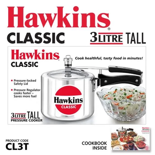 Hawkins Classic Aluminium Inner Lid Pressure Cooker - Bakelite Handle, Silver, CL3T, 3 l-5.webp